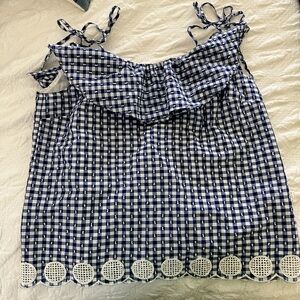 J Crew tie shoulder gingham top